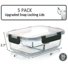 M MCIRCO glass lunch container with lids for leak-proof daily meals.