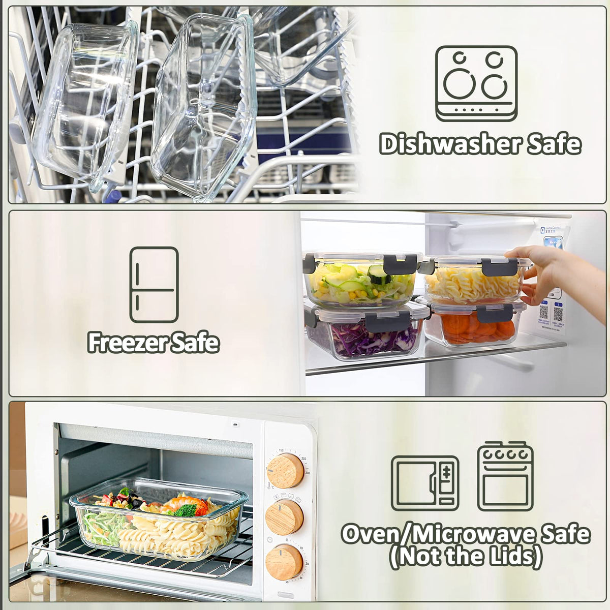 MMcirco containers are microwave, oven, freezer, and dishwasher safe for versatile use