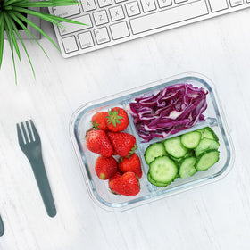 M MCIRCO oven and microwave-safe glass storage for reheating leftovers.