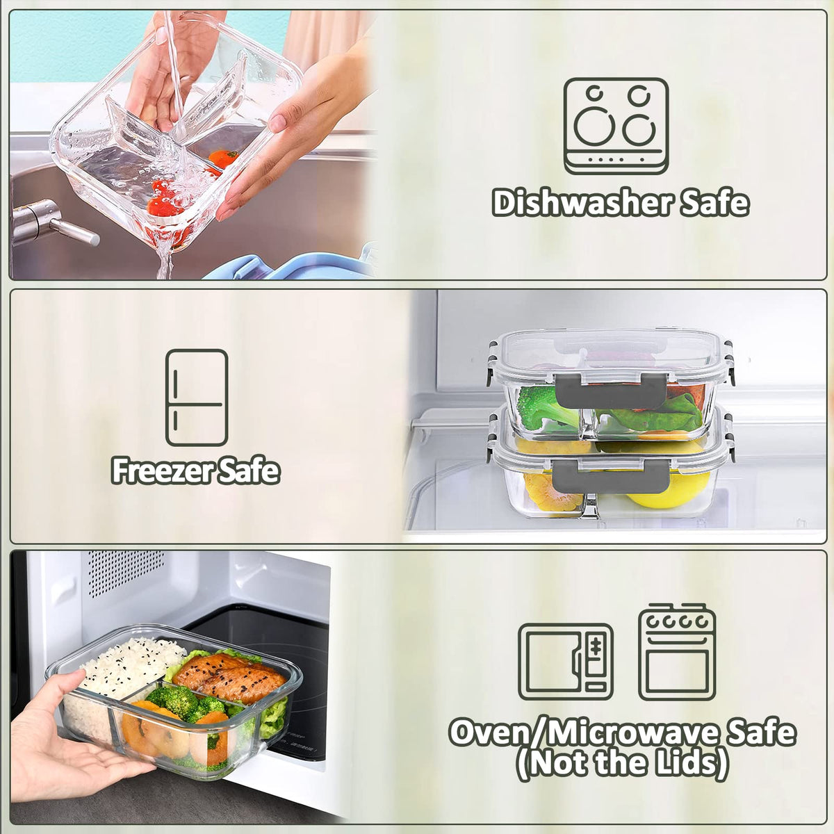 M MCIRCO snap-lock lids with silicone seals maintain freshness.