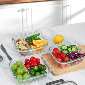 M MCIRCO stackable glass containers save fridge and cabinet space.