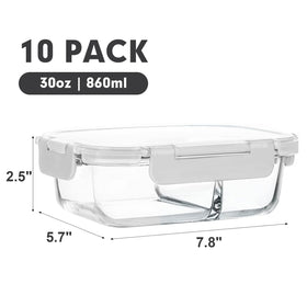 M MCIRCO two-compartment glass Bento container ideal for balanced lunches