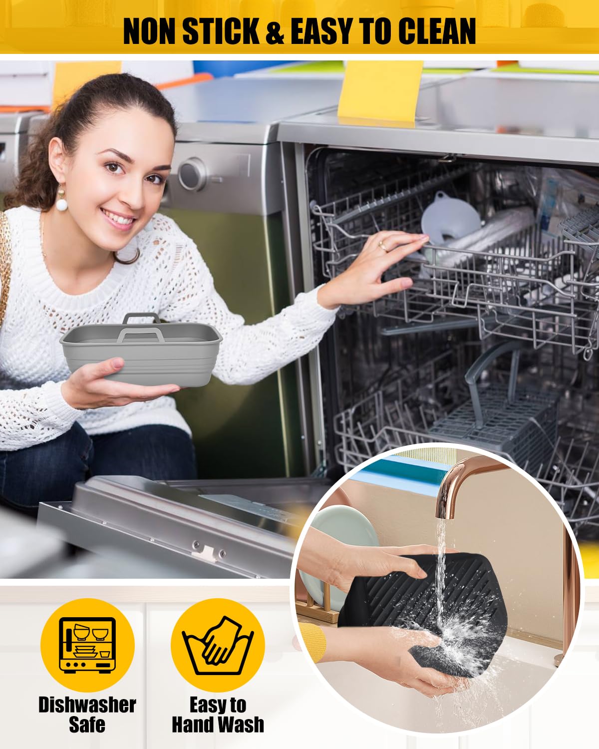 MMH dishwasher-safe silicone liner for Bella 4Qt Slim cleanup.