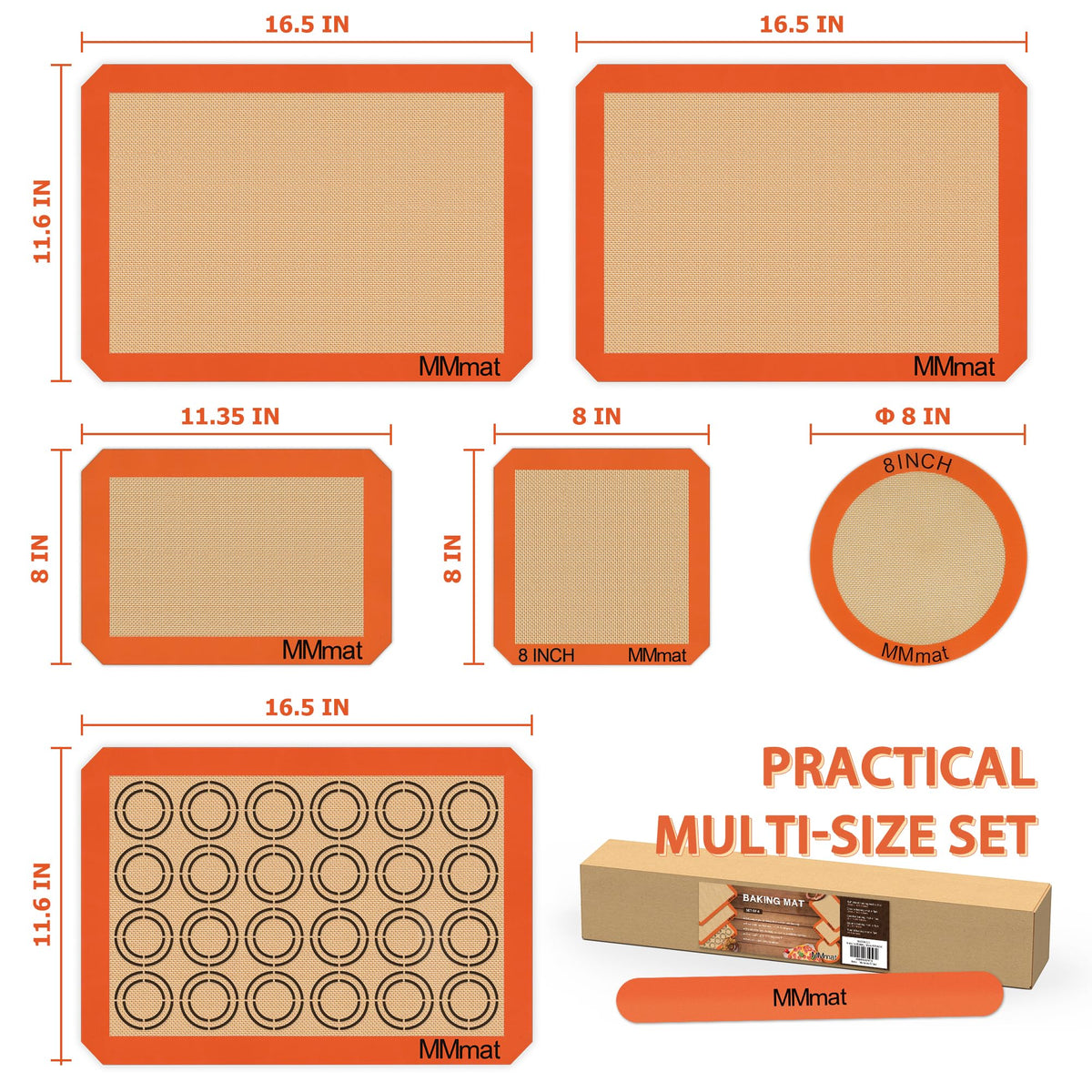 MMMAT non-stick silicone baking mats providing effortless food release and crispy edges