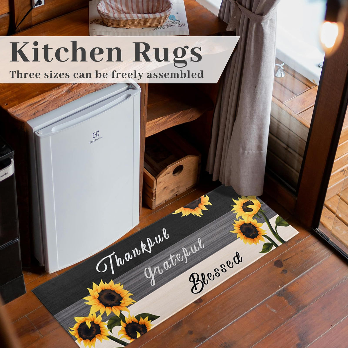 mnccshwuo Sunflower kitchen mat 17x30 inches adds cozy charm to countertop