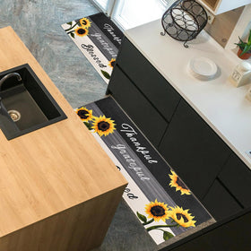 mnccshwuo Sunflower kitchen mat 17x47 inches with soft velvet texture for standing tasks