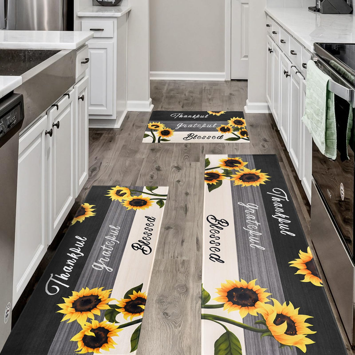 mnccshwuo Sunflower kitchen mat placed at the front sink, cushioned and decorative