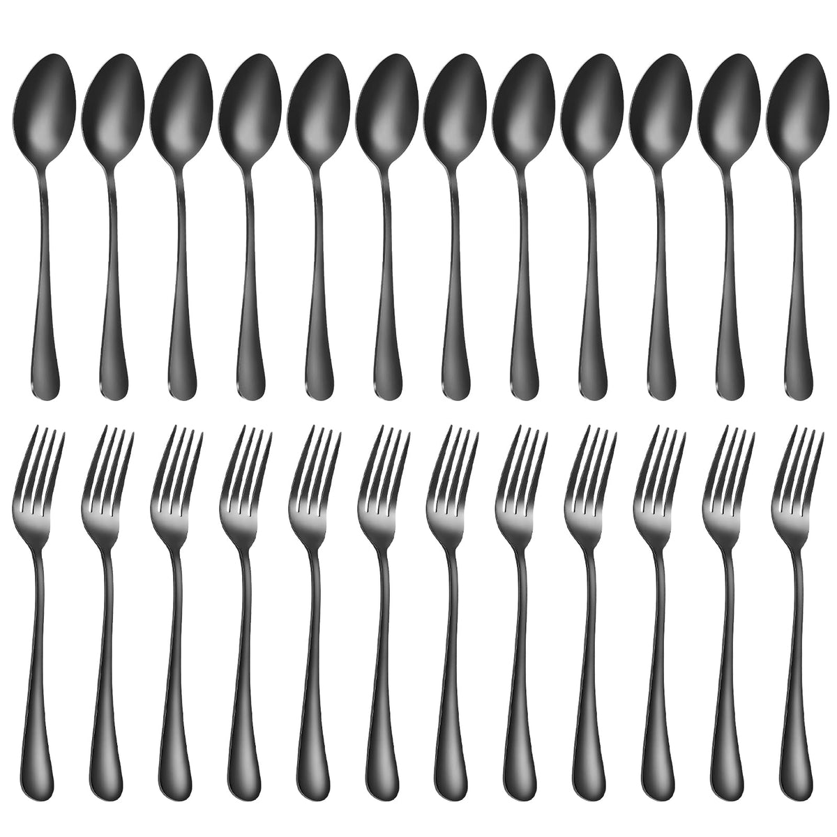 MNLWSP black flatware forks for daily meals, durable and sleek.