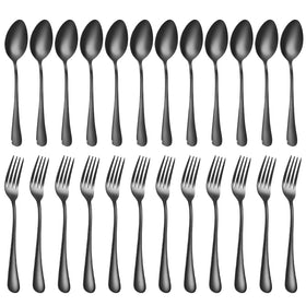 MNLWSP black flatware forks for daily meals, durable and sleek.
