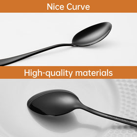 MNLWSP black spoons stainless steel material highlighted for durability.
