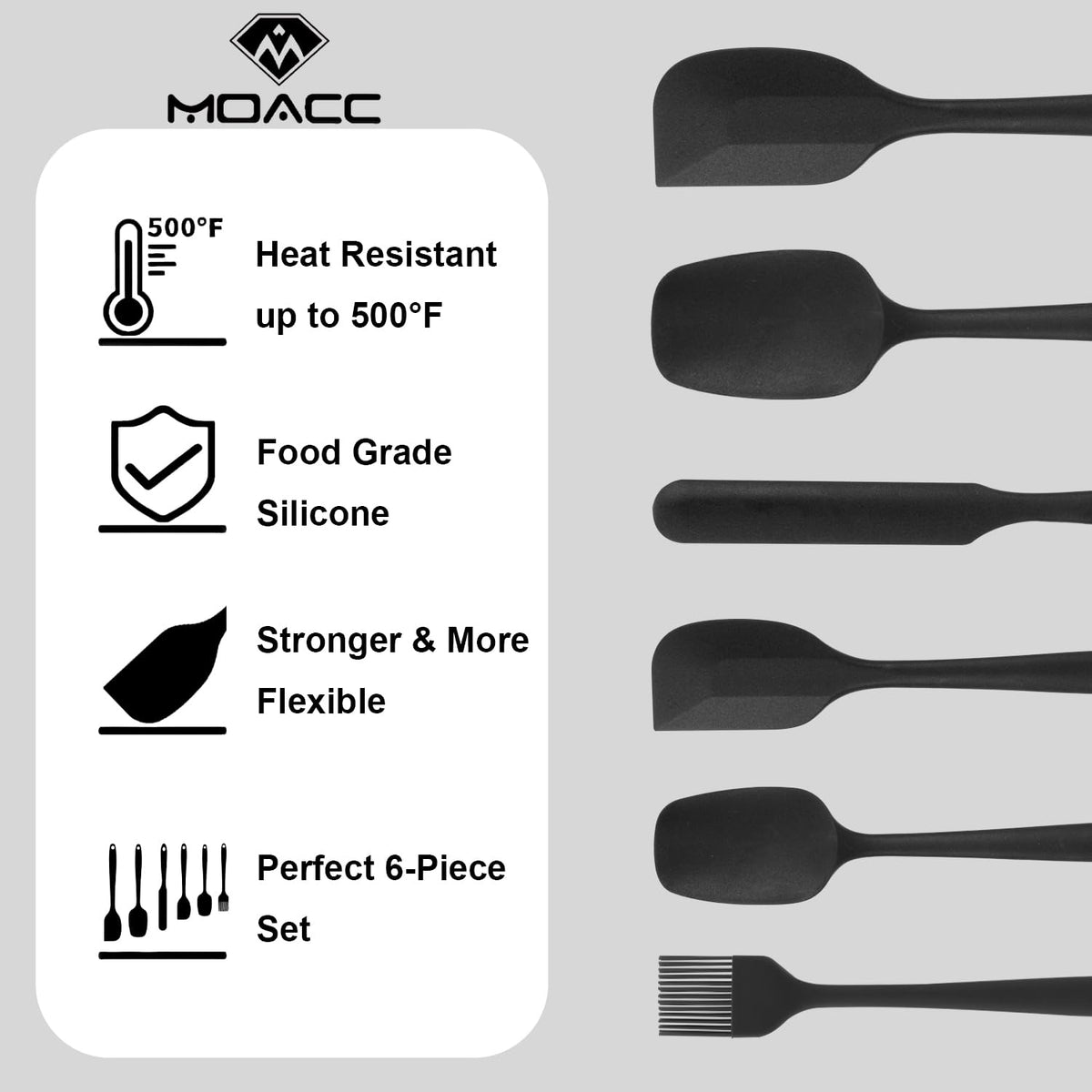 MOACC set6 silicone spatulas demonstrate lasting kitchen durability