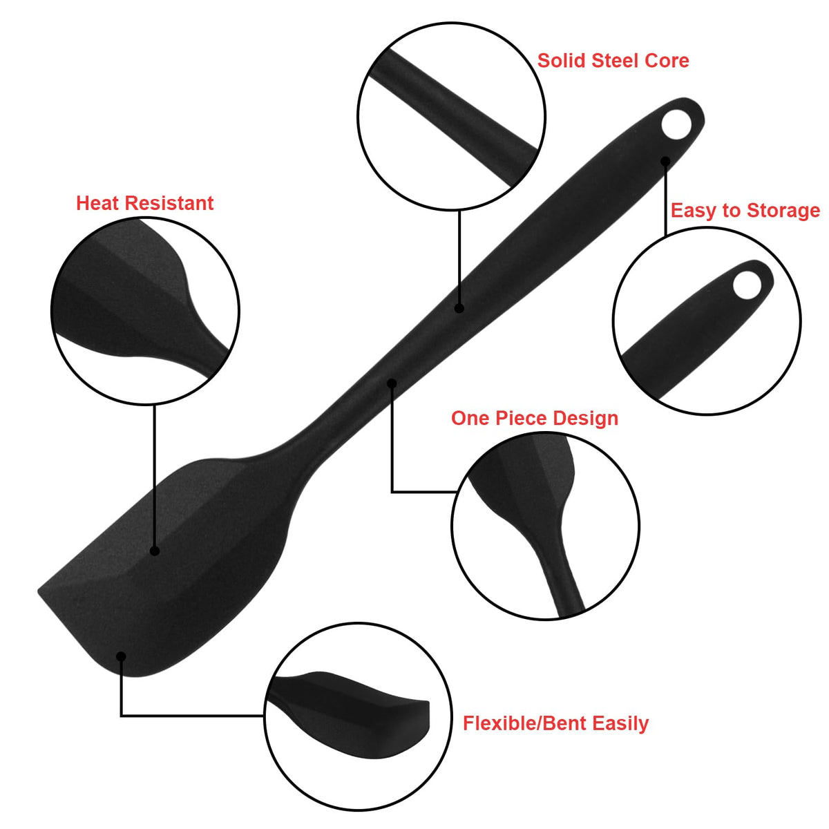 MOACC silicone spatulas set6 with soft silicone handle for comfortable grip