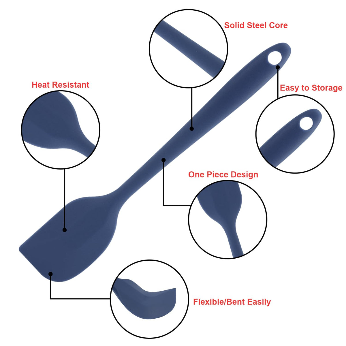 MOACC silicone spatulas with sturdy handle provide comfortable grip during long prep sessions