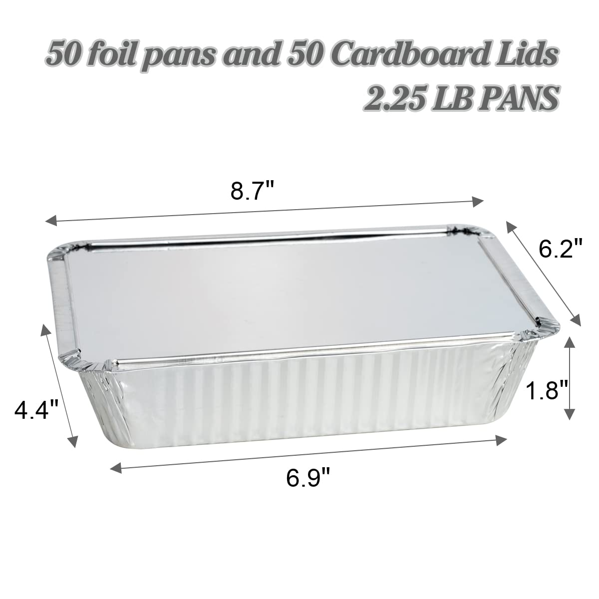 MOACOCK 50-pack foil pans with cardboard lids ideal for catering.