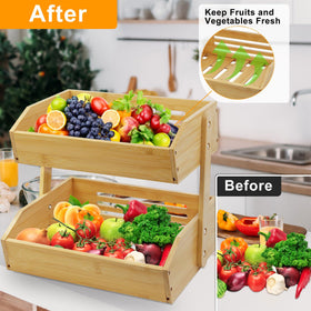 Mobzio bamboo bottom-tier promotes airflow to keep produce fresh.