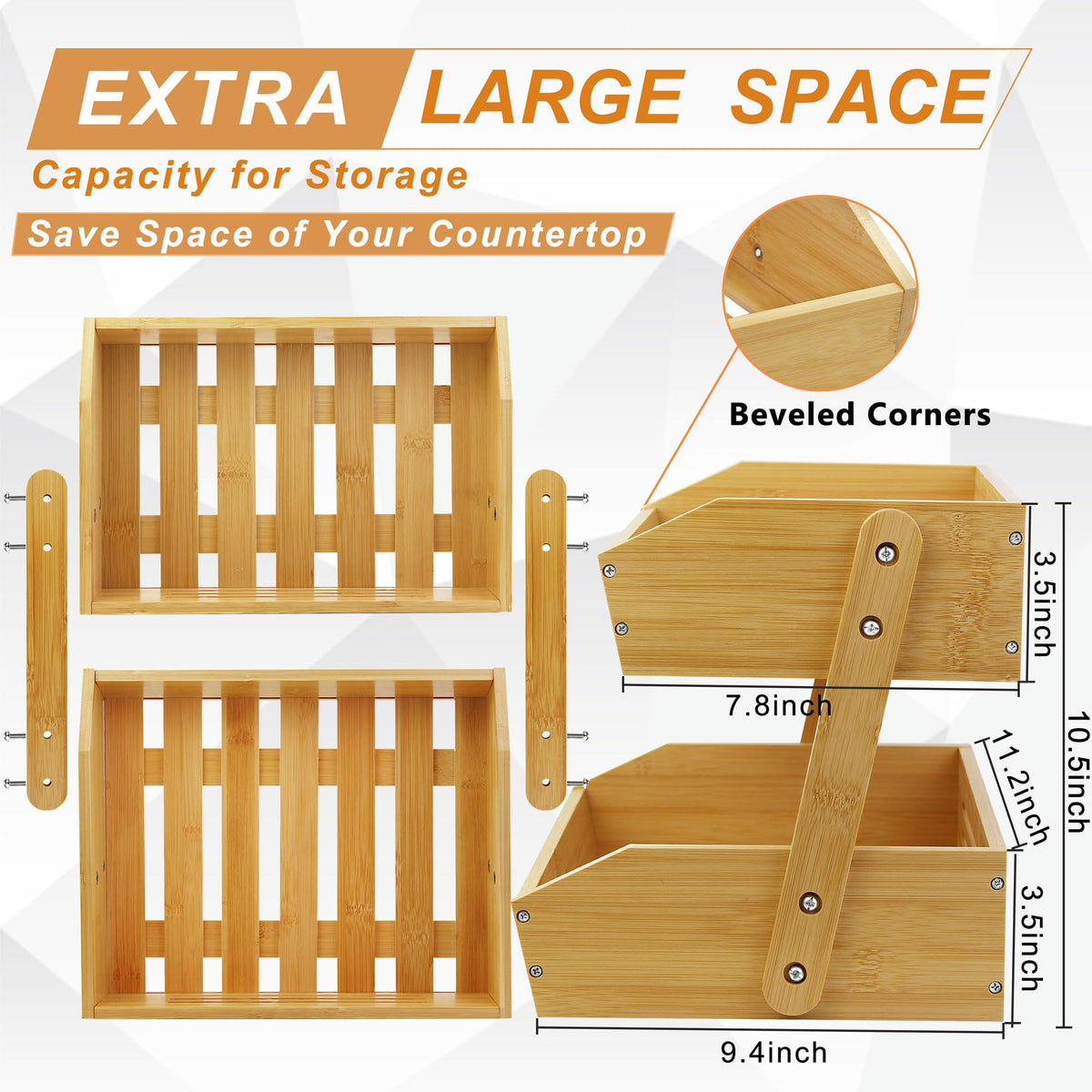 Mobzio bamboo top-tier holds fruit within easy reach.