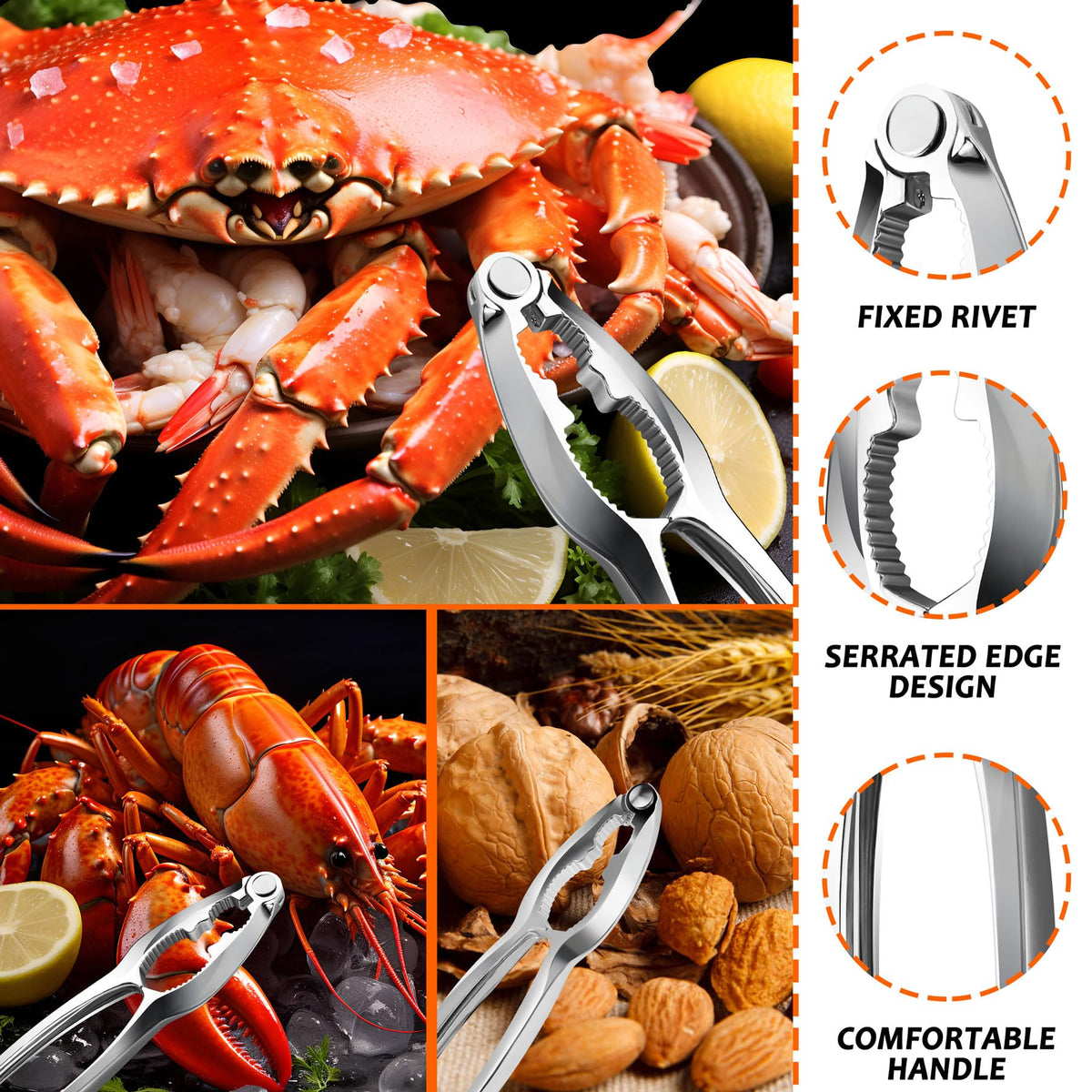 Mobzio crab crackers show jagged teeth for efficient shell cracking.
