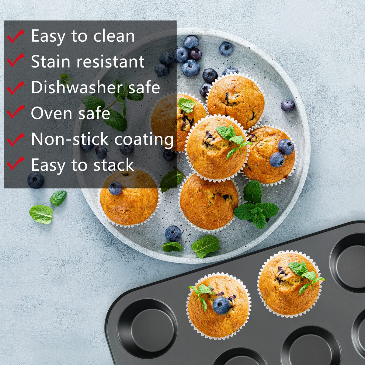 Mobzio bakeware stack saves space in compact kitchens.