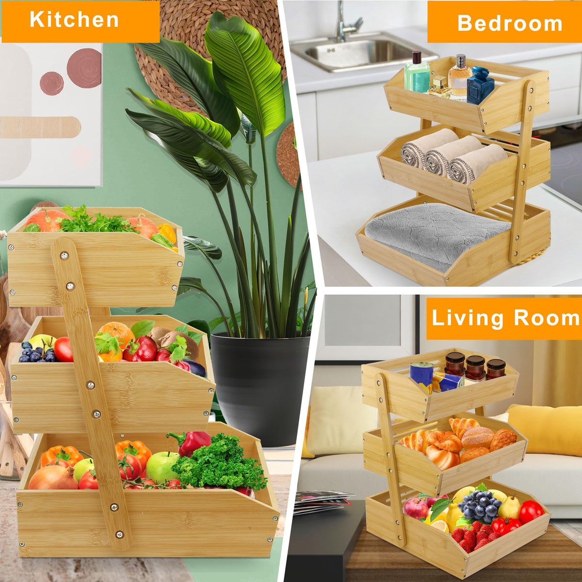 mobzio kitchen-counter organizer basket keeps snacks and pantry items neatly arranged