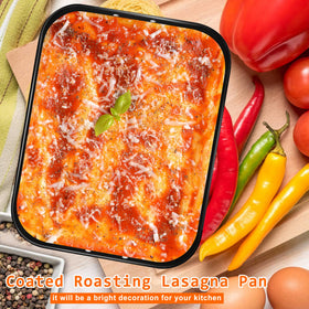 Mobzio Lasagna Pan Deep prepared for baking multiple dishes at once.