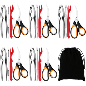 Mobzio 21-piece seafood tools set laid out for easy seafood prep.