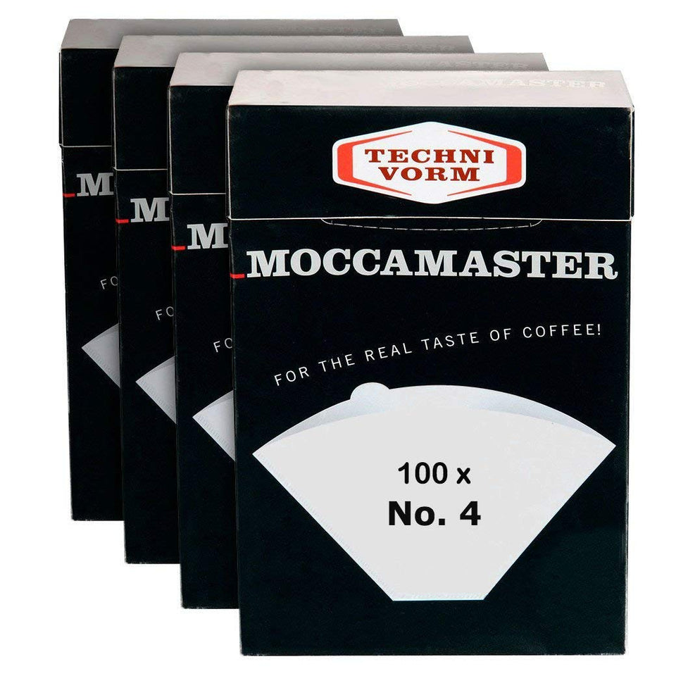 Moccamaster No. 4 white paper filter; compatible with Technivorm brewers for clean extraction.