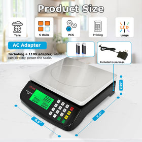 MOCCO deli scale highlights pricing, weight, and PCS for efficient market prep
