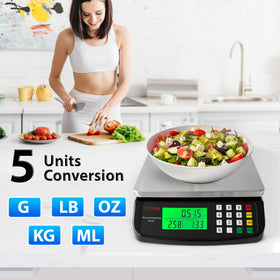 MOCCO scale with green LCD display for easy reading during baking and portioning