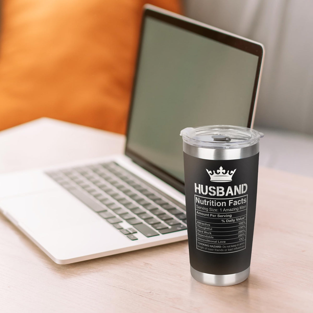 Mocosweeties husband tumbler keeps hot coffee or cold drinks longer.