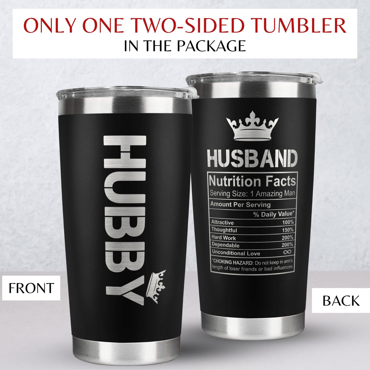 Mocosweeties husband tumbler anniversary gift, keeps beverages at the perfect temperature.