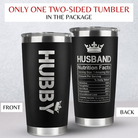 Mocosweeties husband tumbler anniversary gift, keeps beverages at the perfect temperature.