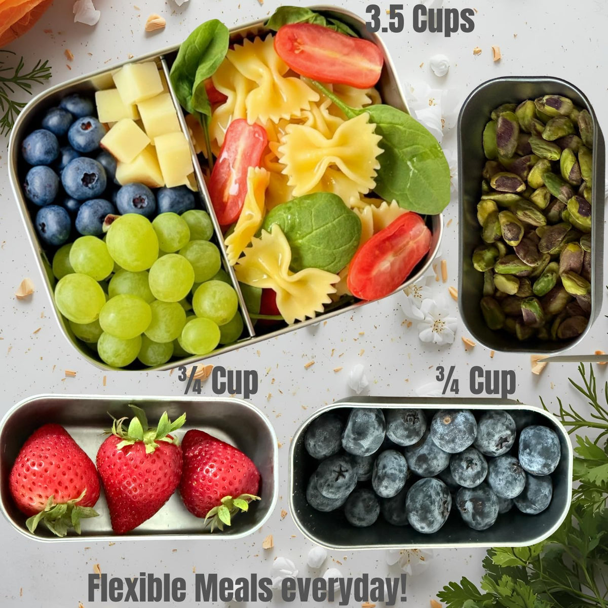 Modaniam FlexiBento removable divider detail highlights customizable portions for balanced meals.