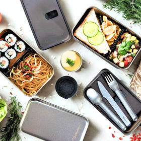 Modaniam Japanese style bento box with two dividers for balanced portions