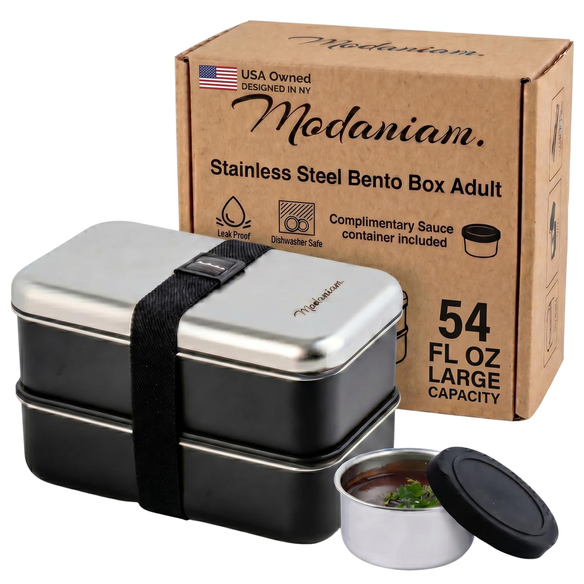 Modaniam leak-proof stainless steel bento box with secure lid for mess-free meals on the go