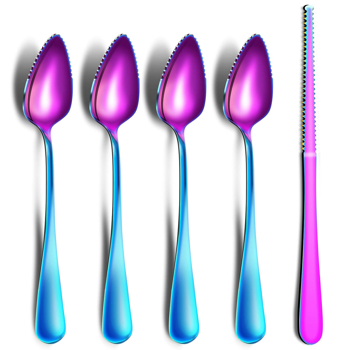 ModaSin grapefruit spoons with rainbow finish for easy citrus segmenting.