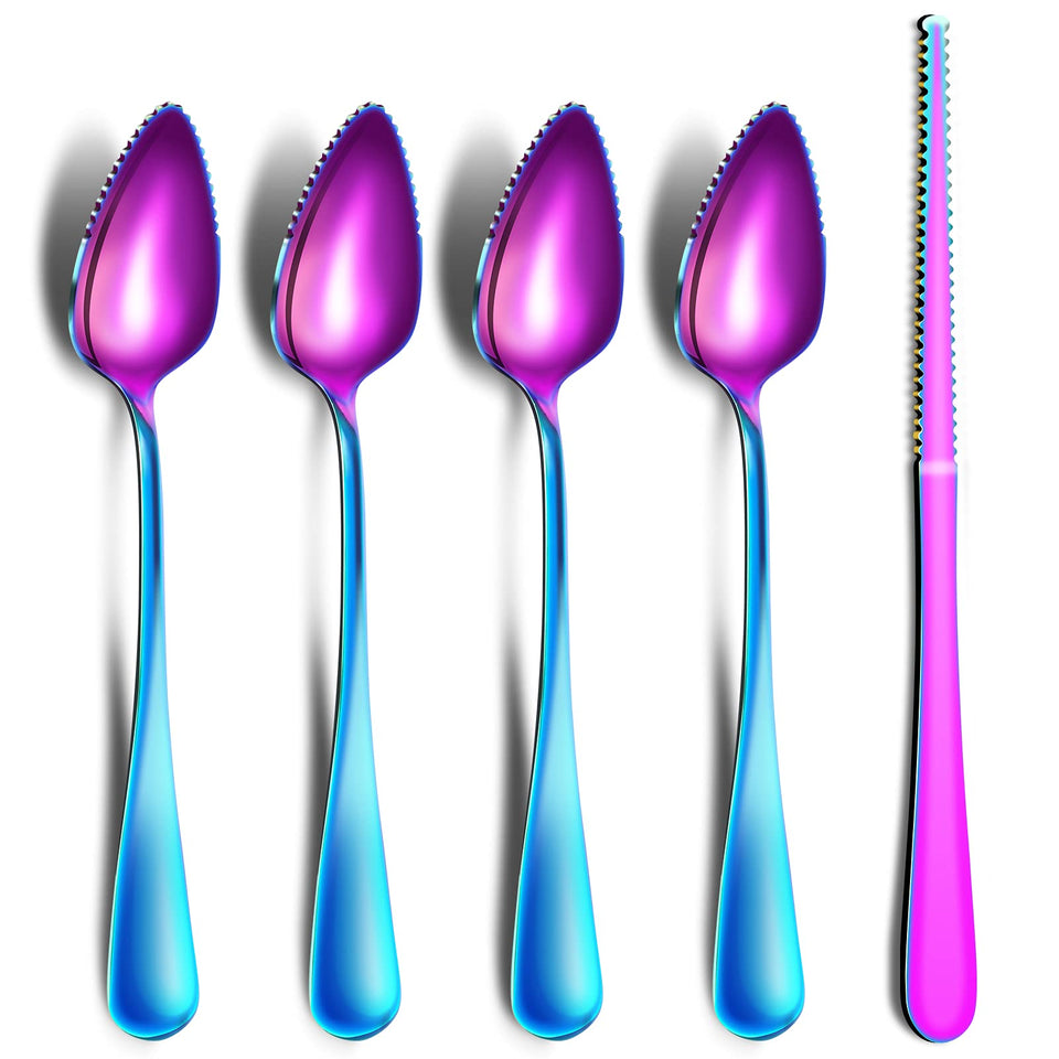 ModaSin grapefruit spoons with rainbow finish for easy citrus segmenting.