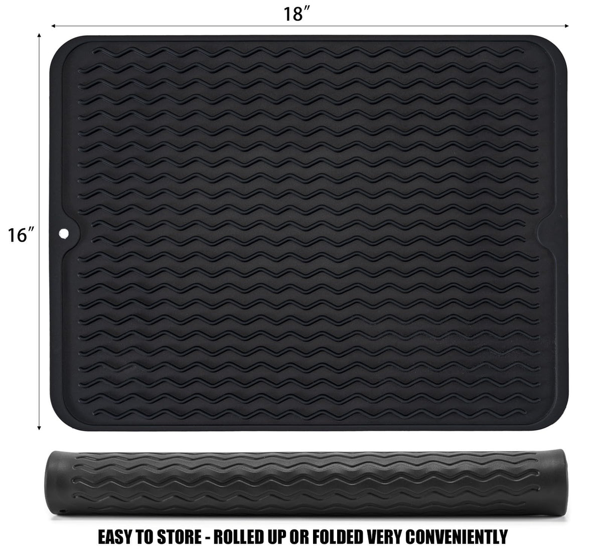 MODENGKONGJIAN mat with vented stripes speeds air flow for faster dish drying.