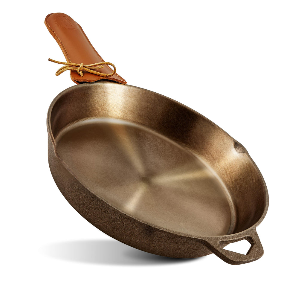 Modern Innovations 10-inch skillet with polished surface for easy release and quick cleanup.