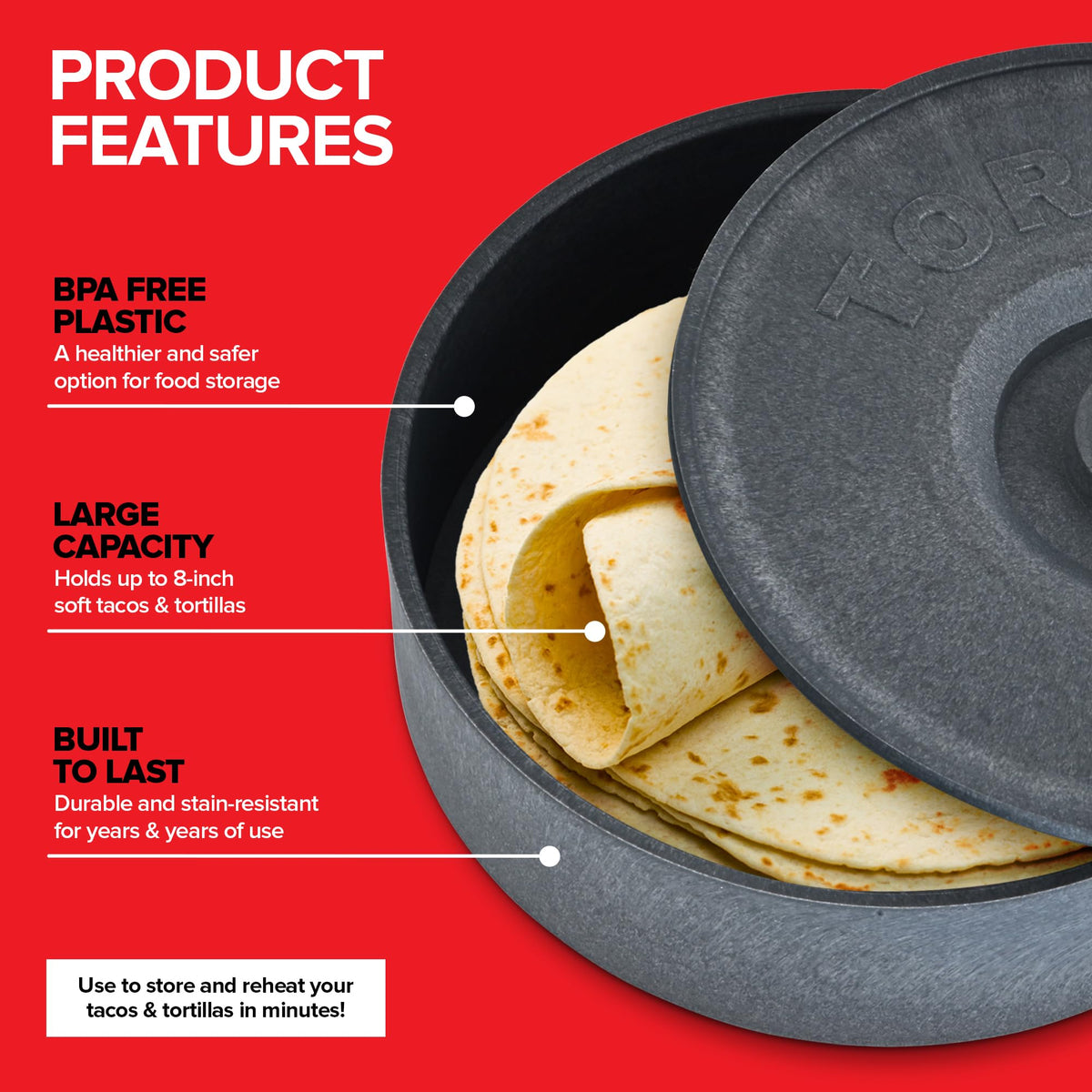 Modern Innovations tortilla warmer in microwave and dishwasher-ready setup