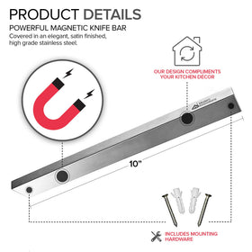 Modern Innovations knife bar holding knives securely, saving counter space
