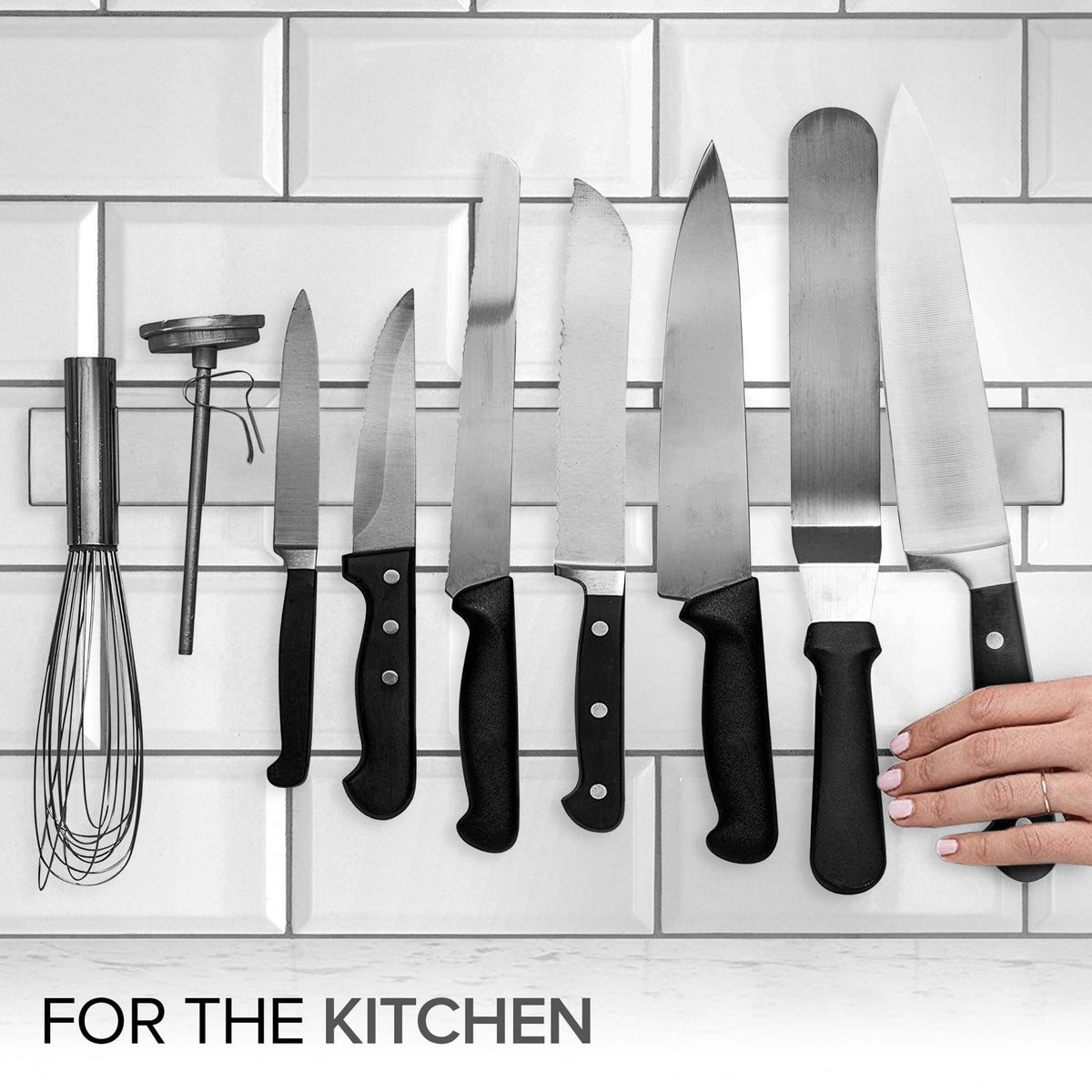 Modern Innovations multipurpose magnet organizer for tools, brushes, and utensils.