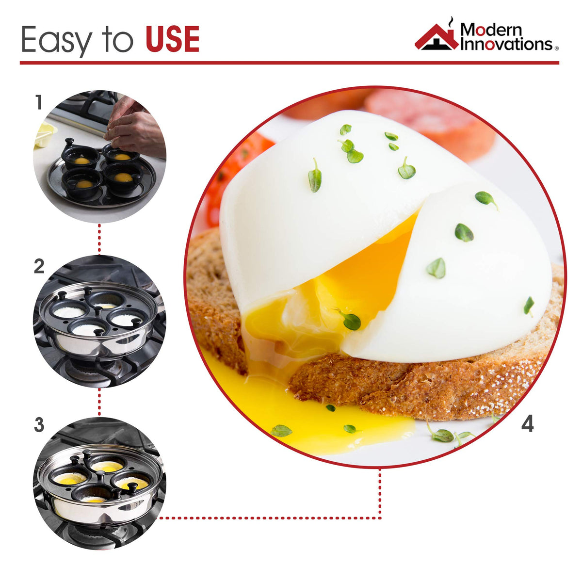 Modern Innovations four-pack nonstick egg cups for easy release.