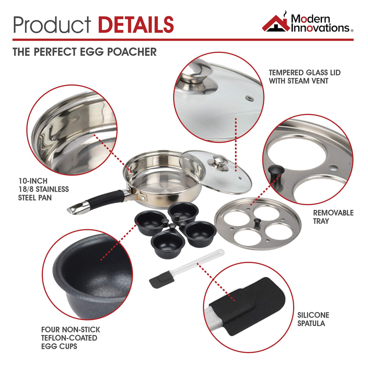 Modern Innovations tempered glass lid to monitor poaching visually.