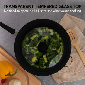 Modern Innovations silicone lid is dishwasher safe for simple cleaning.