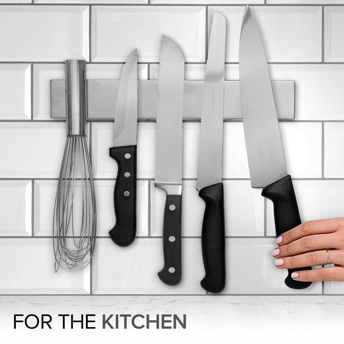 Modern Innovations satin stainless finish enhances kitchen decor while keeping tools within reach