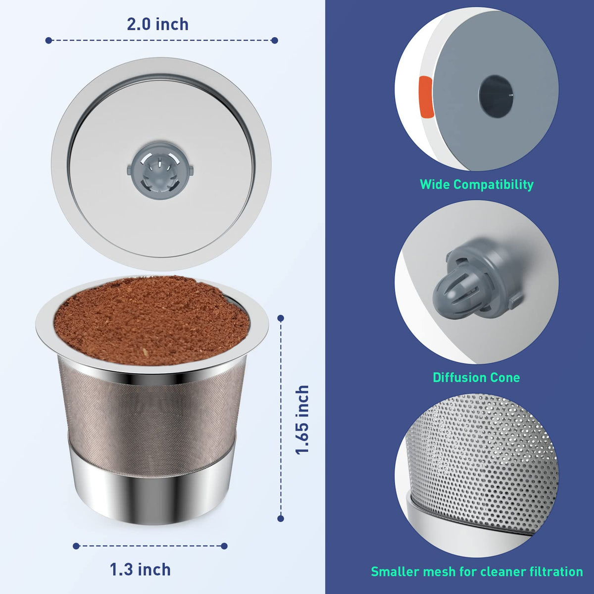 Close-up of Modsden K Cup filter's durable mesh.