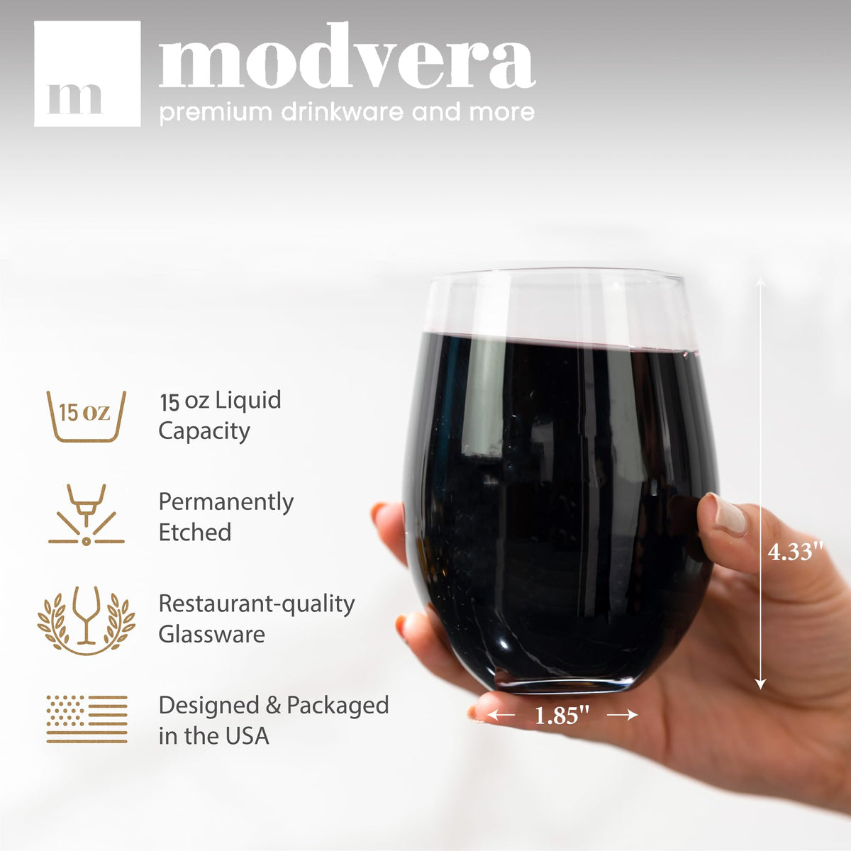 Modvera stemless wine glasses aeration bowl emphasizing aroma enhancement during tasting