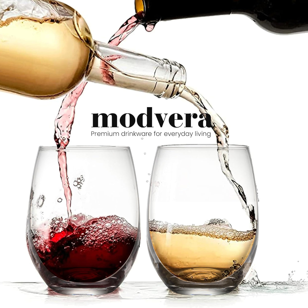 Modvera stemless wine glasses chip-resistant rim reduces breakage risk at gatherings