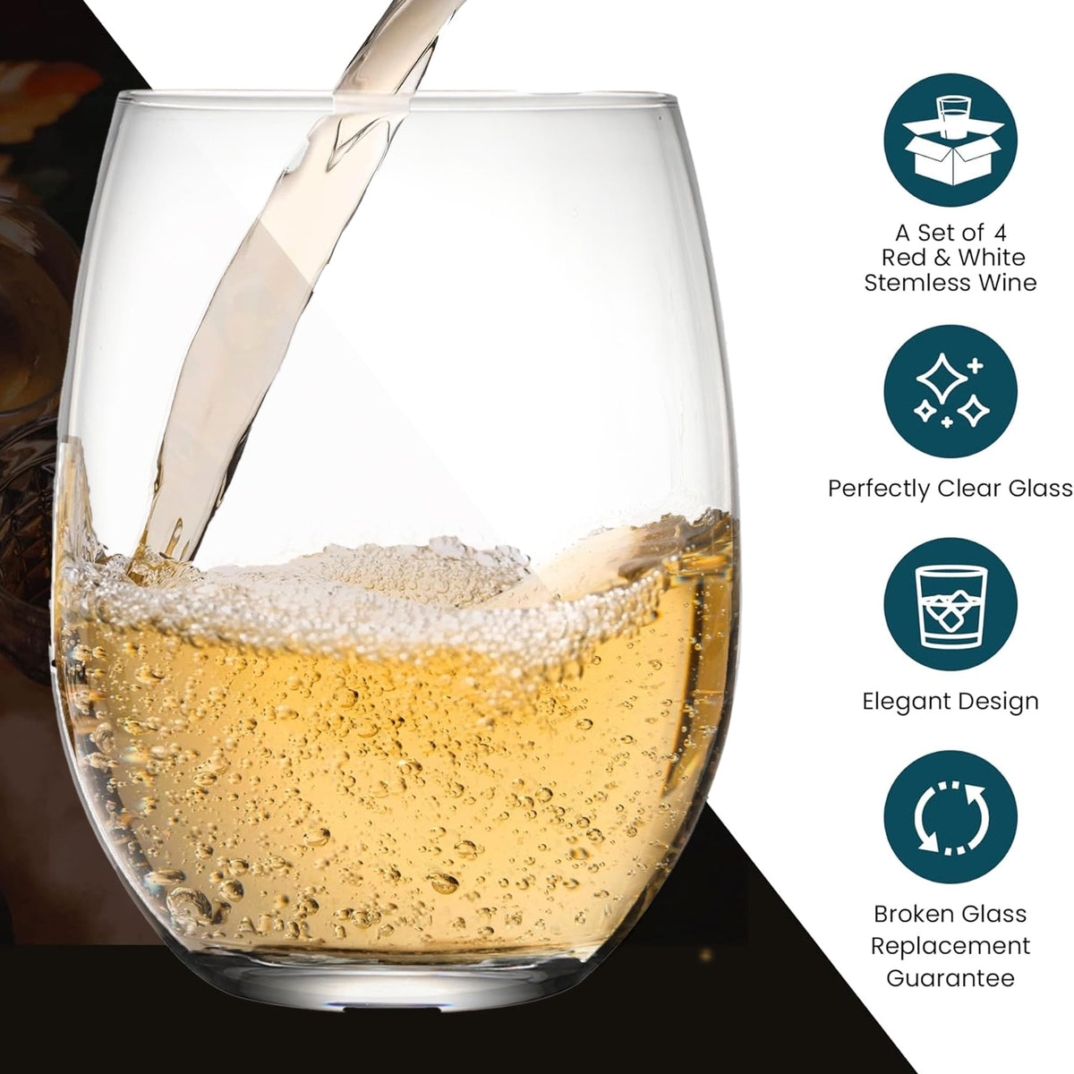 Modvera stemless wine glasses crystal clarity adds luxury to any dining moment