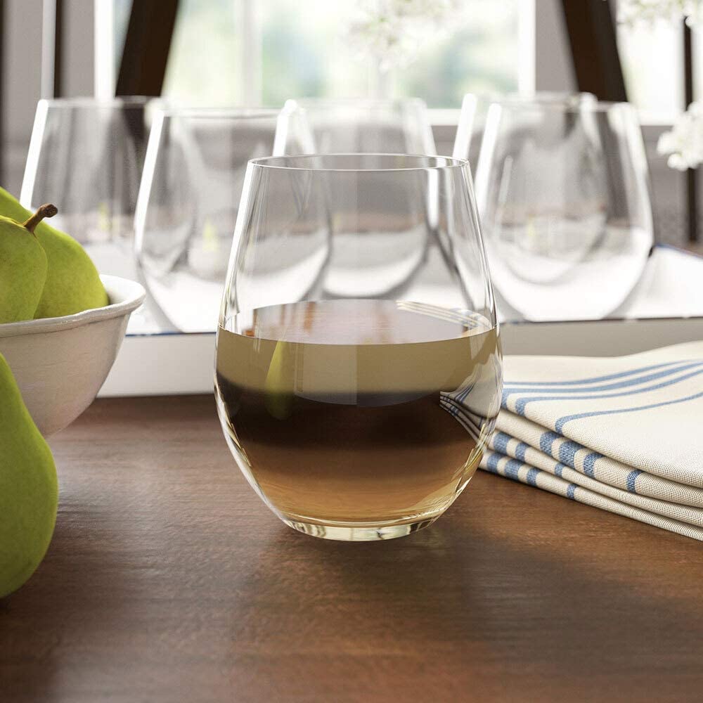 Modvera stemless wine glasses are dishwasher safe for easy care.